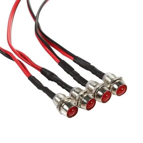 8mm röda diodlampor för infällning i panel 4-pack signallampa