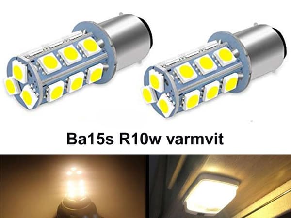 Ba15s r5w r10w 1156 Led lampor 3000K varmvit 2-pack ,,