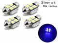 Miniatyrbild 1 av 5: Spollampa 31mm blå canbus Led 5050SMD 4-pack C5W SV8.5