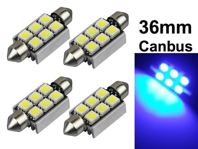 Spollampa 36mm blå Canbus Led 5050SMD 4-pack C5W SV8.5