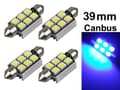 Miniatyrbild 1 av 6: Spollampa 39mm blå Canbus Led 5050SMD 4-pack C5W SV8.5