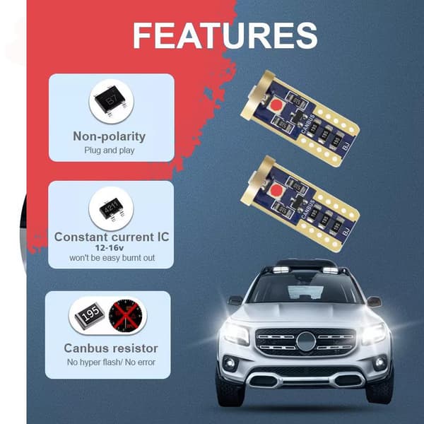 T10 w5w röda Led lampor Canbus 3x 3030SMD chip 2-pack 12-16v