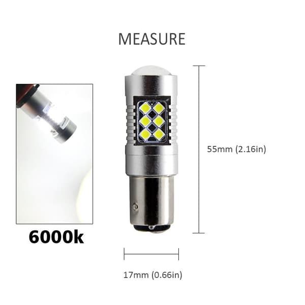 Bay15d 6000k p21/5w 1157 Led m 3030smd 2-pack position/bromsljus