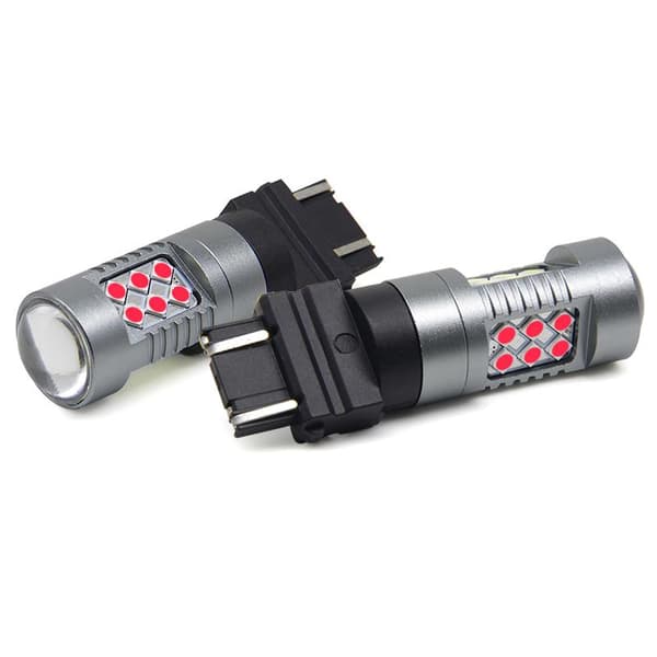 3157 Röd p27/7w Led med 24st 3030smd 2-pack bak bromsljus