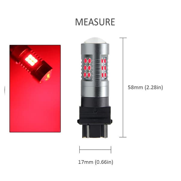 3157 Röd p27/7w Led med 24st 3030smd 2-pack bak bromsljus