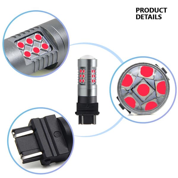 3157 Röd p27/7w Led med 24st 3030smd 2-pack bak bromsljus