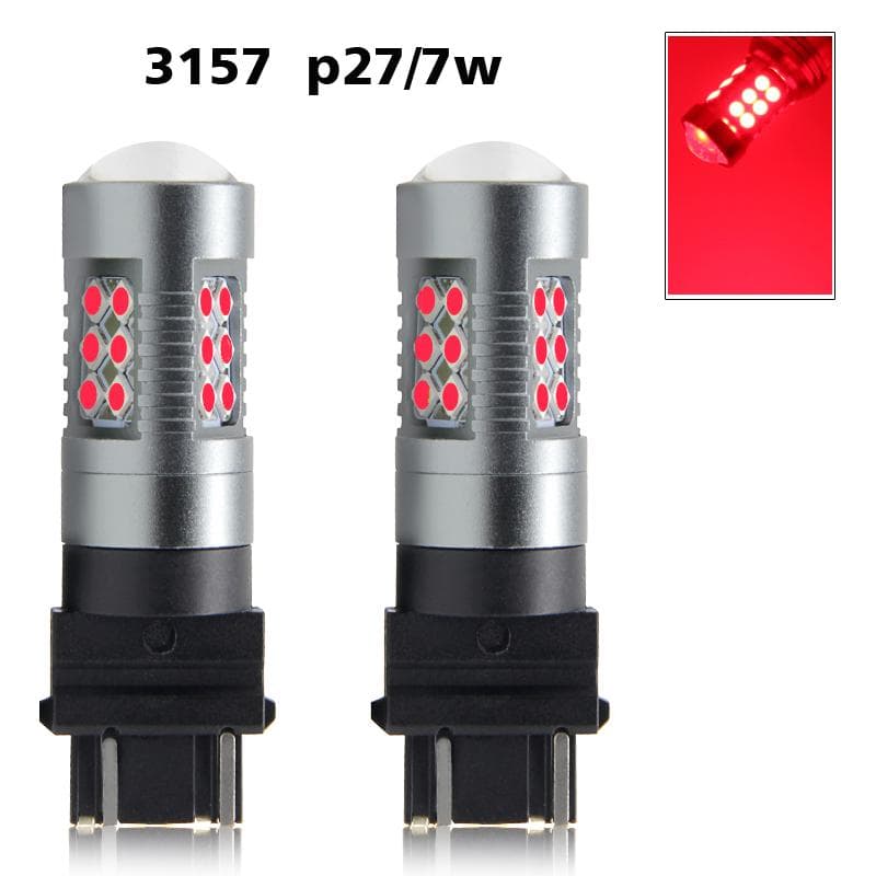 3157 Röd p27/7w Led med 24st 3030smd 2-pack bak bromsljus