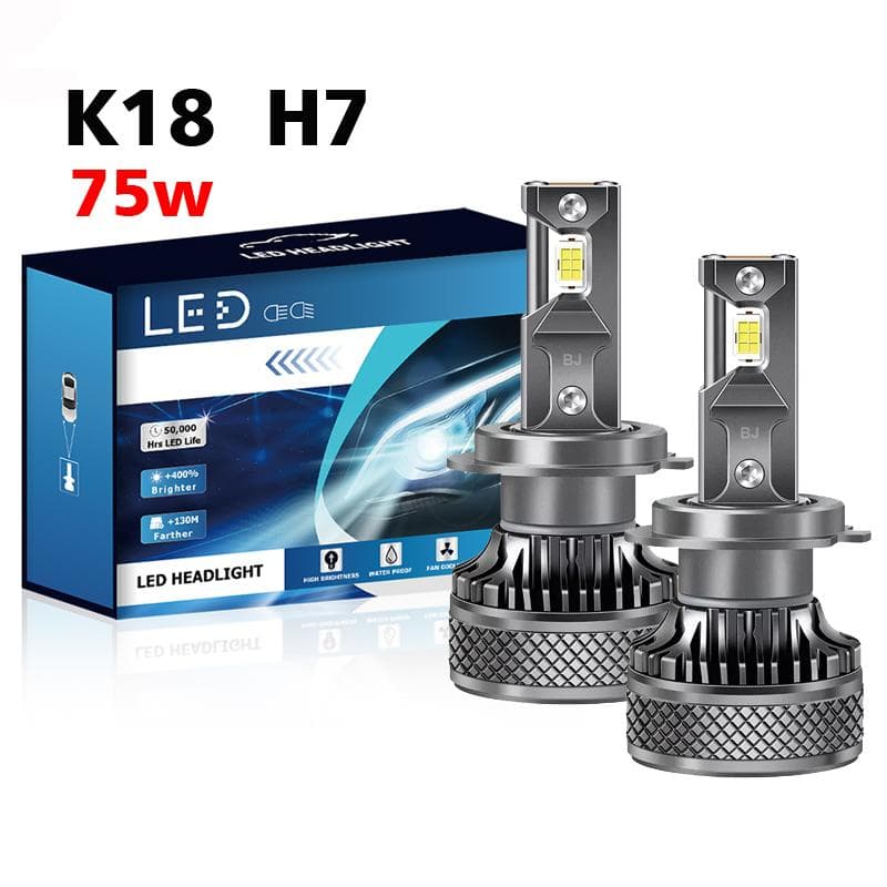 K18 75w H7 led kit 6150 lumen 6000k 2-pack