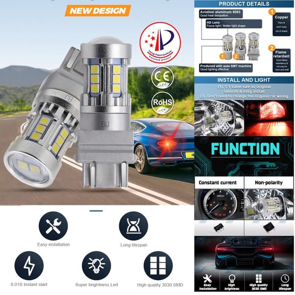 Ba15s 6000K led lampor bromsljus backljus 1156 p21w .