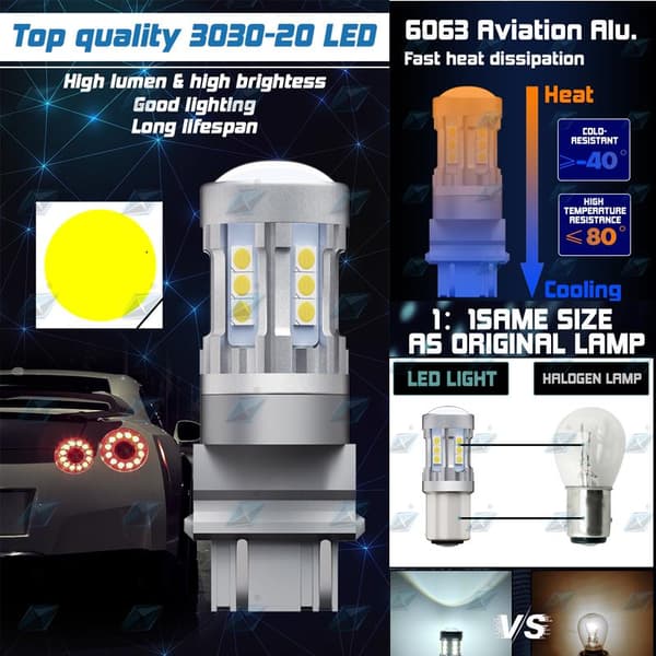 Ba15s 6000K led lampor bromsljus backljus 1156 p21w .