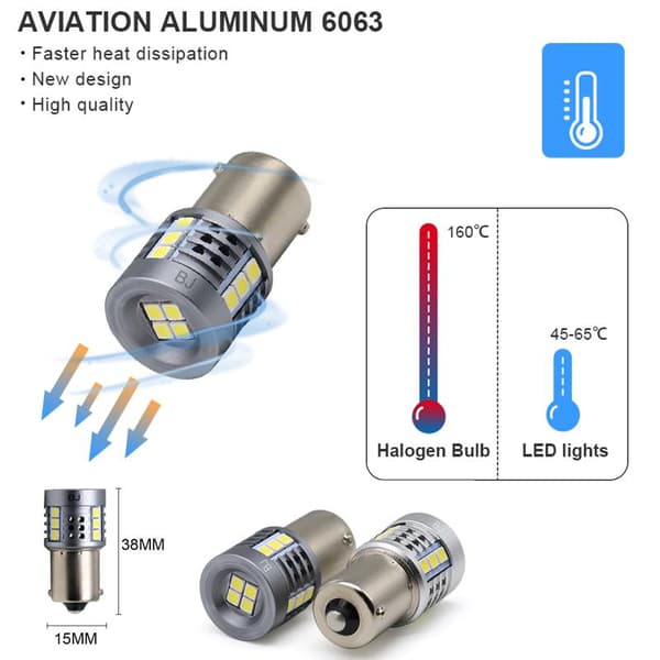 Ba15s 12-24v 6000K led lampor bromsljus backljus 1156 p21w