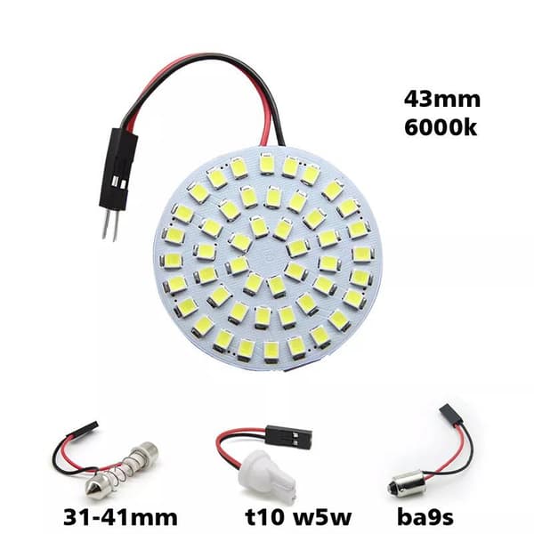 Ledplatta 43mm m.48st SMD chip T10 w5w BA9S 31 - 41mm spollampa