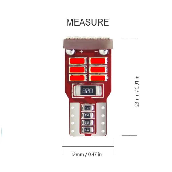 T10 w5w Canbus Röda 4-pack Led lampor m. 18st 4014smd chip