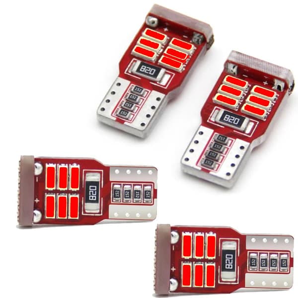 T10 w5w Canbus Röda 4-pack Led lampor m. 18st 4014smd chip