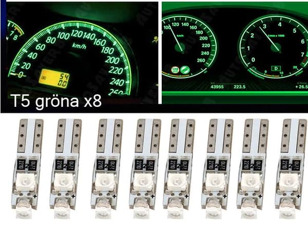 T5 Led 8-pack grön 1210smd W2x4.6d W2.1.x4.9d W1.2W W2.3W ,