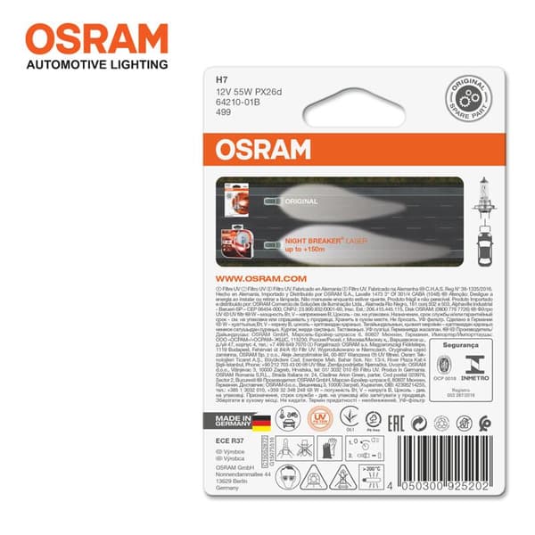 Osram H7 ORIGINAL 55w halogen lampor 12v DC PX26d