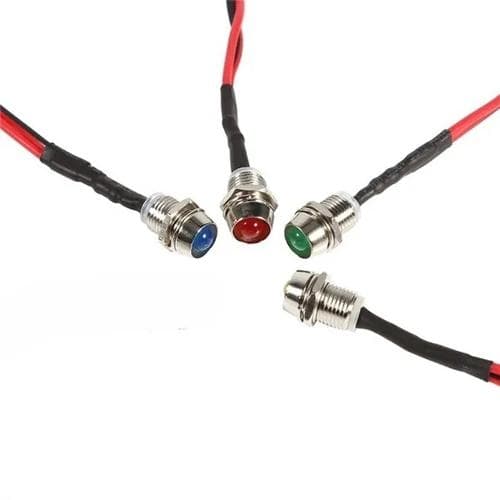 8mm 5 olika diodlampor för infällning panel varningslampor 12v