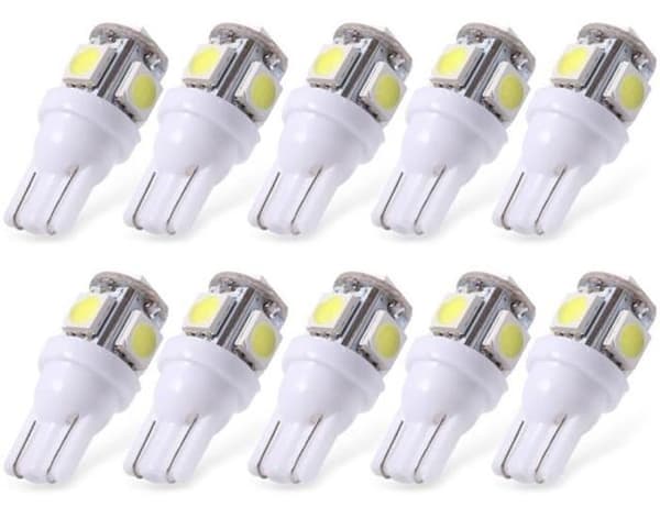 T10 w5w Led med 5st 5050SMD 16000k chip 12v DC 10-pack