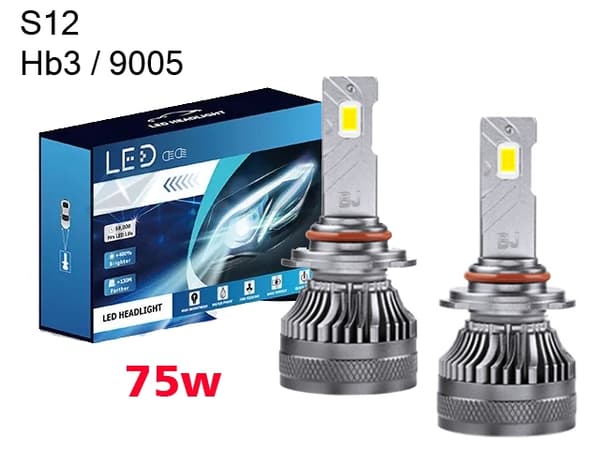S12 75w Hb3 / 9005 led kit 6500 lumen 6000k 2-pack