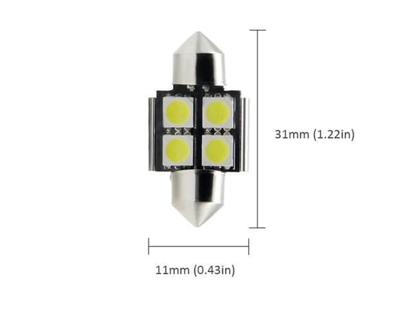 Spollampa 31mm grön canbus Led 5050SMD 4-pack C5W SV8.5