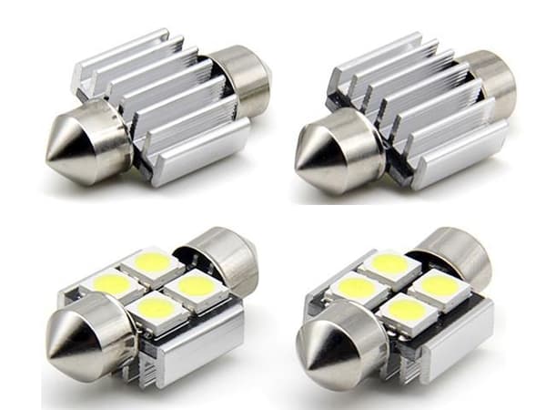 Spollampa 31mm grön canbus Led 5050SMD 4-pack C5W SV8.5