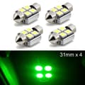 Miniatyrbild 1 av 5: Spollampa 31mm grön canbus Led 5050SMD 4-pack C5W SV8.5