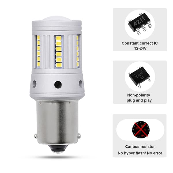 Ba15s 6000K led lampor bromsljus backljus 2000 Lumen 1156 p21w .