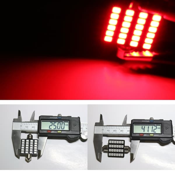 Spollampa 41mm 42mm röd Led 2835SMD 4-pack C5W SV8.5 c10w