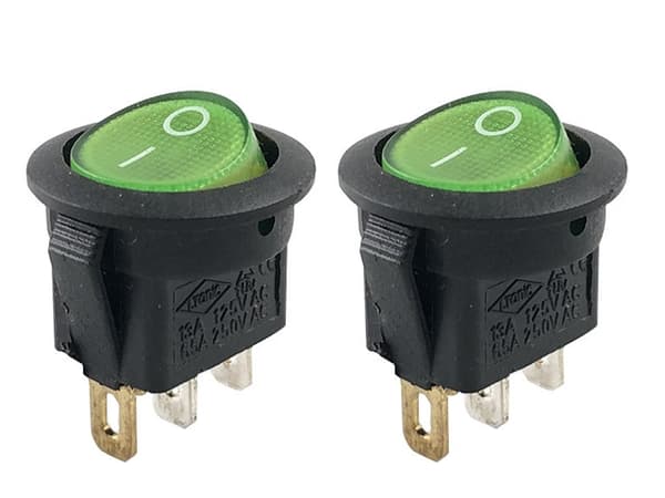 Strömbrytare 4-pack av/på vaggströmställare avbrytare m lyse grönt 2st