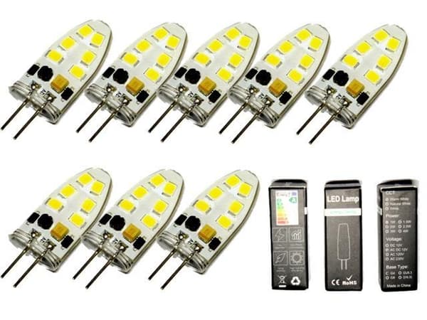 G4 3w dimbar 12v DC + AC Led lampa 3000K varmvit G-4 8-pack