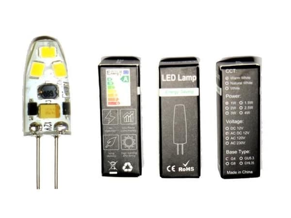 G4 1,5w dimbar 12v DC + AC Led lampa 3100K varmvit G-4 3-pack