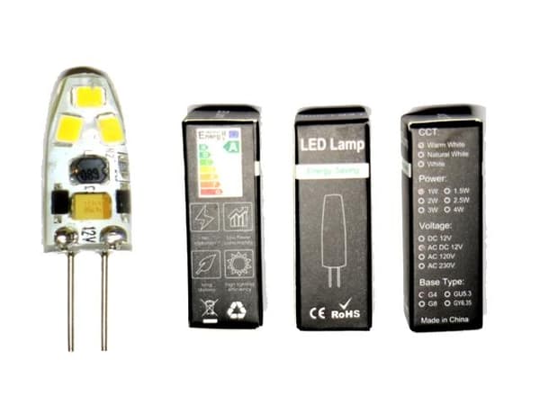 G4 1,5w dimbar 12v DC + AC Led lampa 4300K vitgul G-4 8-pack