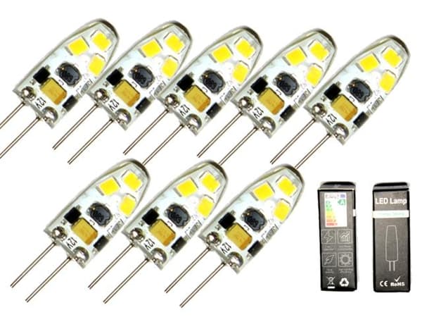 G4 1,5w dimbar 12v DC + AC Led lampa 4300K vitgul G-4 8-pack