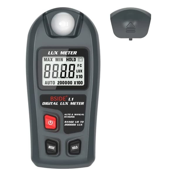 Digital Lux Meter, Måleområde 0,1~200.000 Lux, Opløsning 0,1 Lux, Holdfunktion,BSIDE L1