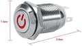 Miniatyrbild 4 av 4: 12 mm tryckknappsbrytare i rostfritt stål, 12V-24V 5A LED PÅ AV Vattentät växlingsbrytare med självåterställningskabelkontakt (gul)