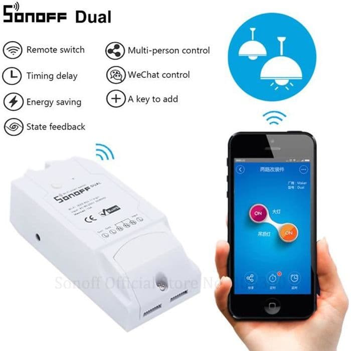 Sonoff Dual 2 Channel 10A Wireless WiFi Smart Light Switch Fjärrkontroll Smart Home Automation