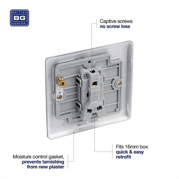Strömbrytare Borstat Stål 2-pack BG ELECTRICAL