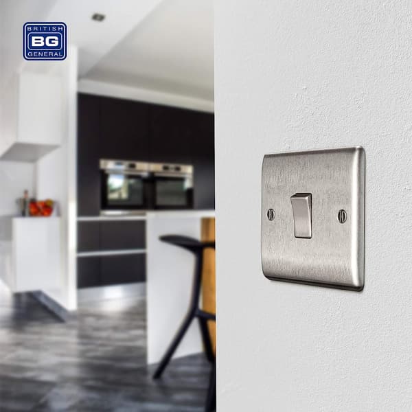 Strömbrytare Borstat Stål 2-pack BG ELECTRICAL