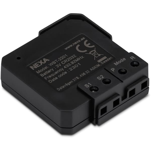 Nexa innbyggingssender med batteri og to kanaler WBT-2201