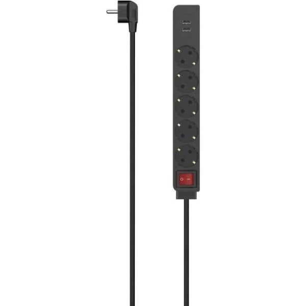 Hama Steckdosenleiste, 5-fach, USB-A 17W, Schalter, 1,4 m, Schwarz () - 00223184