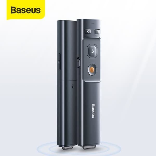 Trådlös fjärrkontroll - BASEUS - Presenter Laser Pointer - RF 2,4 GHz - Grå färg - Röd laser