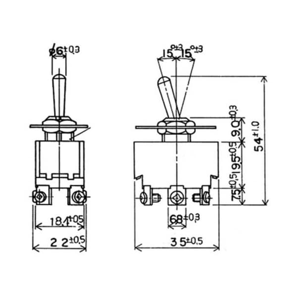TRU COMPONENTS TC-GT143 TC-GT143 Vippströmbrytare 125 V-AC 10 A 1 x På-Av-På permanent-0-permanent 1 st.