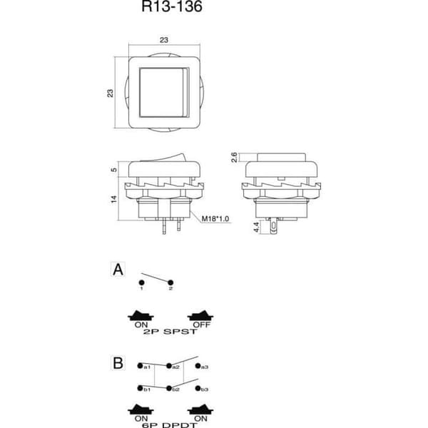 TRU COMPONENTS 1587563 Vippbrytare TC-R13-136A-05 RÖD 250 V-AC 6 A 1 x Av-på Låsning 1 st.