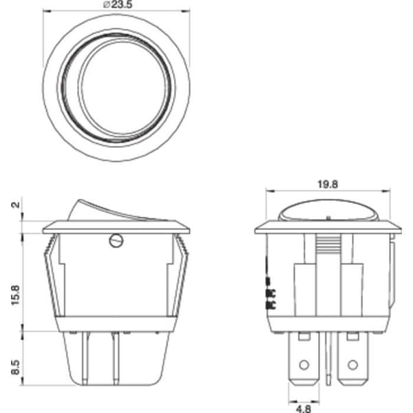 Vippströmbrytare TRU COMPONENTS TC-R13-244A-02 SVART 1587655 250 V-AC 10 A 2 x Av-på Låsning 1 st.