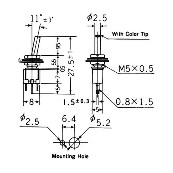 TRU COMPONENTS TC-MK244Z Vippströmbrytare - 125 V-AC - 1 x på-på-låsning