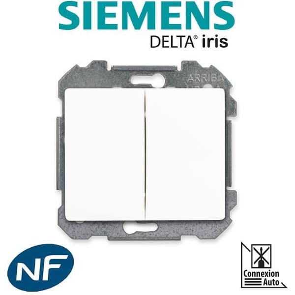 SIEMENS Delta Iris Dubbel tvåvägsbrytarmekanism - Vit