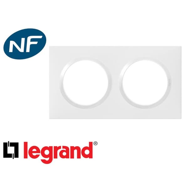 Fyrkantig platta - LEGRAND - Dooxie - 2 stationer - Termoplast - Vit