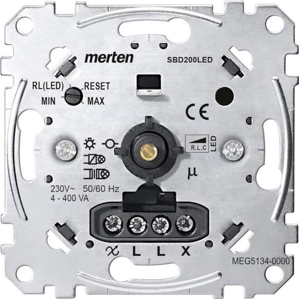 Merten MEG5134-0000 Infälld dimmer Lämplig för glödlampa: Elektrisk glödlampa, Halogenlampa, Aluminium LED-lampa
