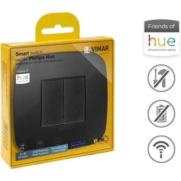 VIMAR Arké Roud Kit Trådlös radiofrekvensomkopplare Philips Friends of hue, svart - 0K03906.08
