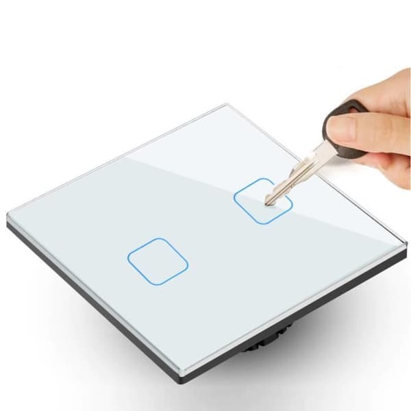 Maclean White Glass LED Touch Light Switch med fyrkantig knopp